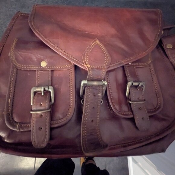 Vintage handmade leather messenger bag - Picture 1 of 8